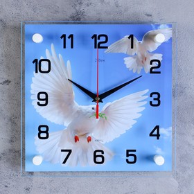 Часы настенные, серия: Животный мир, "Голуби", 25х25  см, микс в Донецке