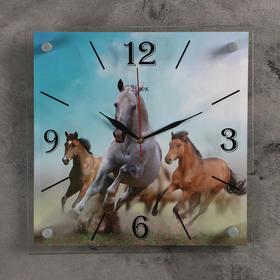 Часы настенные, серия: Животный мир, "Лошади", 35х35  см, микс