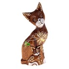 Сувенир Кошка с котенком 20 см золотой узор дерево албезия арт.345506/1