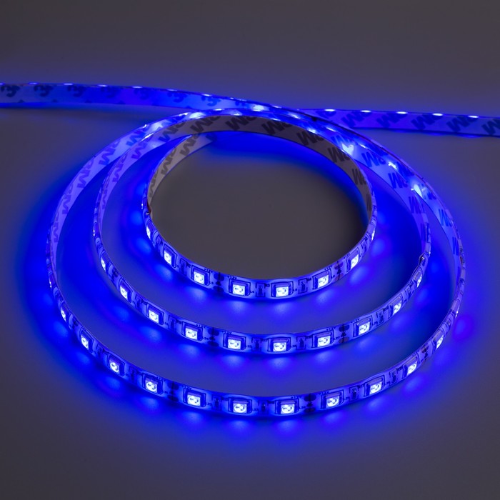 Светодиодная лента 12В, SMD5050, 5 м, IP65, 60 LED, 14.4 Вт/м, 14-16 Лм/1 LED, DC, СИНИЙ