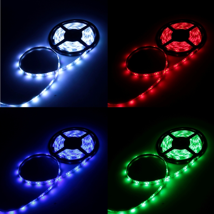 Светодиодная лента 12В, SMD5050, 5 м, IP65, 30LED, 7.2 Вт/м, 14-16 Лм/1 LED, DC, МУЛЬТИ (RGB)