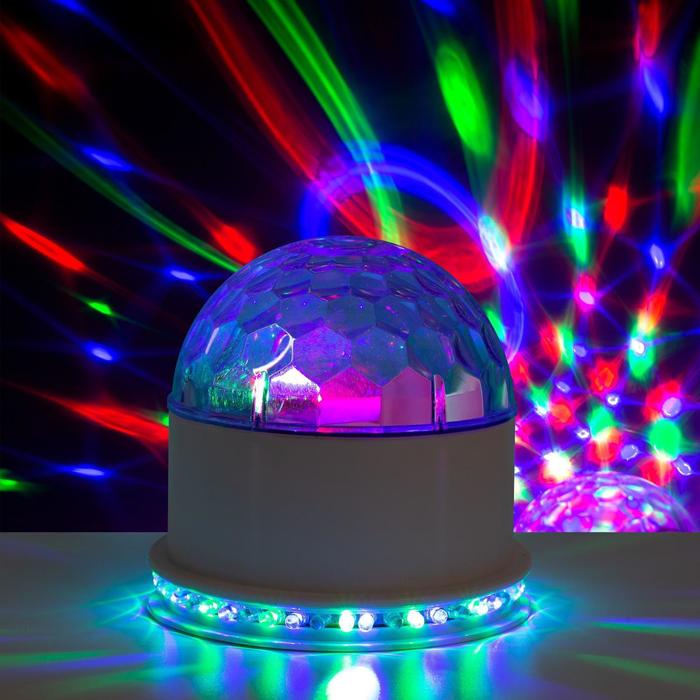 Световой прибор «Вокруг сферы» 12 см, свечение RGB, 220 В, белый - фото 4206144