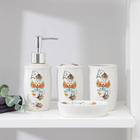 Набор аксессуаров для ванной комнаты Долян «Осенняя бабочка», 4 предмета (дозатор 250 мл, мыльница, 2 стакана) - фото 84554