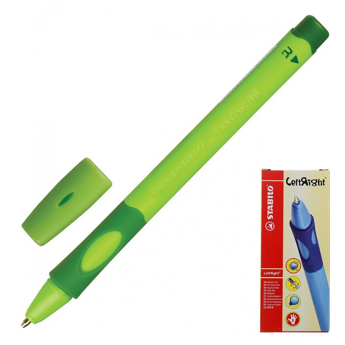 Ручка шариковая STABILO LeftRight для правшей, 0,8 мм, зеленый корпус, стержень синий - фото 126867259
