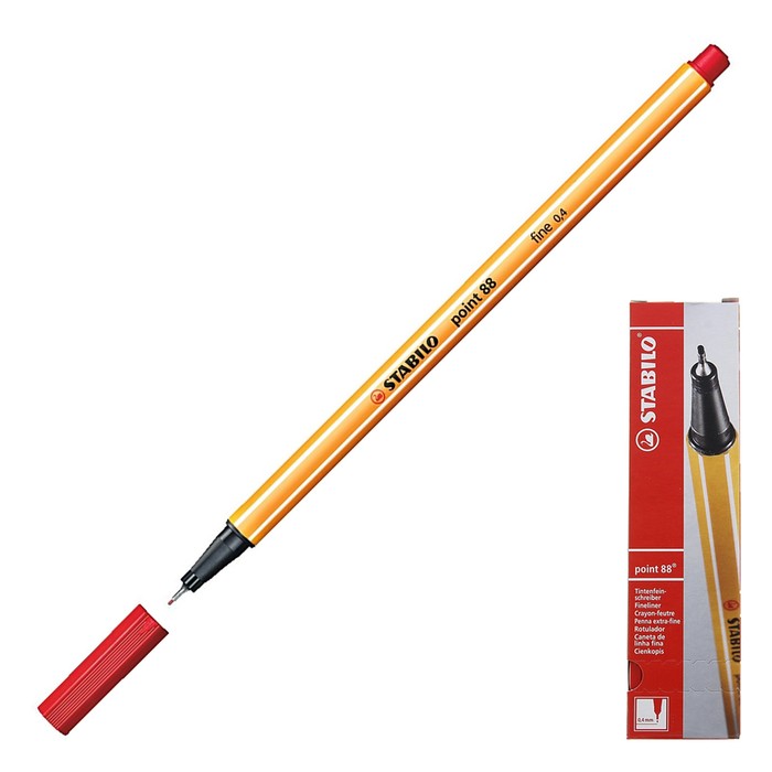Ручка капиллярная Stabilo point 88 0.4 мм чернила красные 88/40
