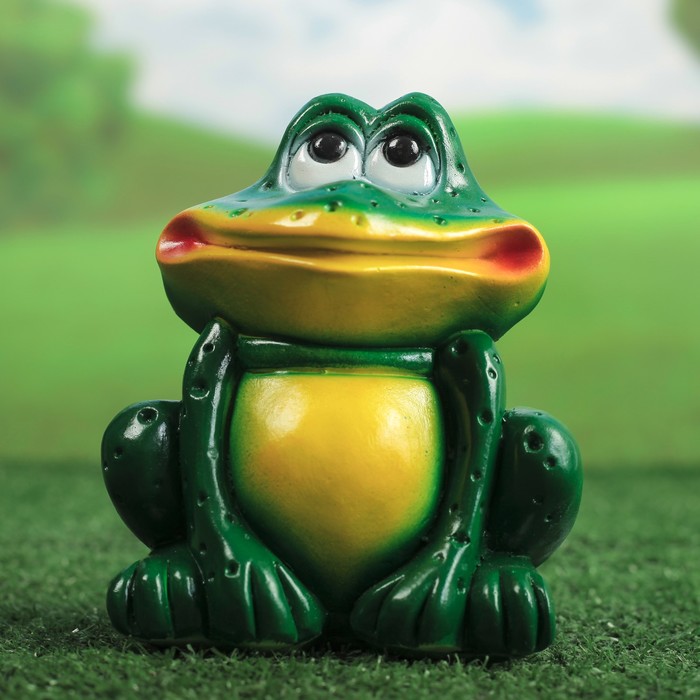 Садовая фигура "Сидящая лягушка", зелёная 15 см