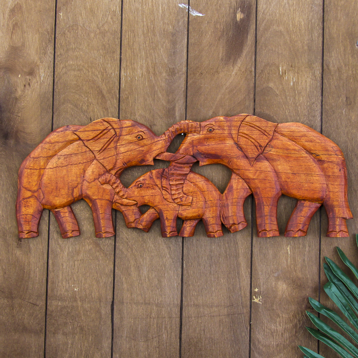 Панно декоративное "Семья слонов" 17,5х51х1 см - фото 880004