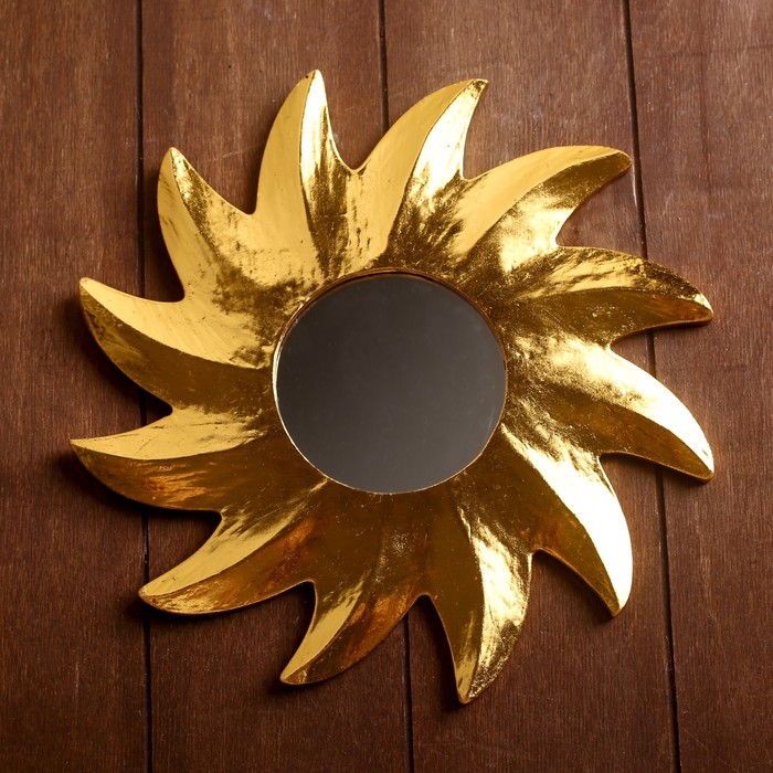Зеркало дерево "Золотое солнышко" 24,5х24,5х1 см