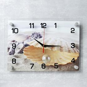 Часы настенные, серия: Море, "Ракушка с жемчужиной", 25х35  см, микс