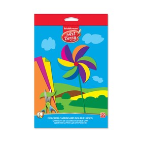 Картон цветной двухсторонний B5, 10 листов, 20 цветов, Artberry, мелованный, игрушка-набор для детского творчества