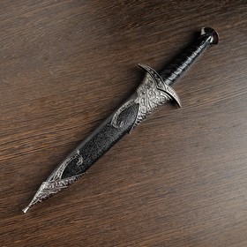 Сувенирный меч "Жало", лезвие с изгибом на ножнах витые узоры, чёрный/серебро, 28см в Донецке
