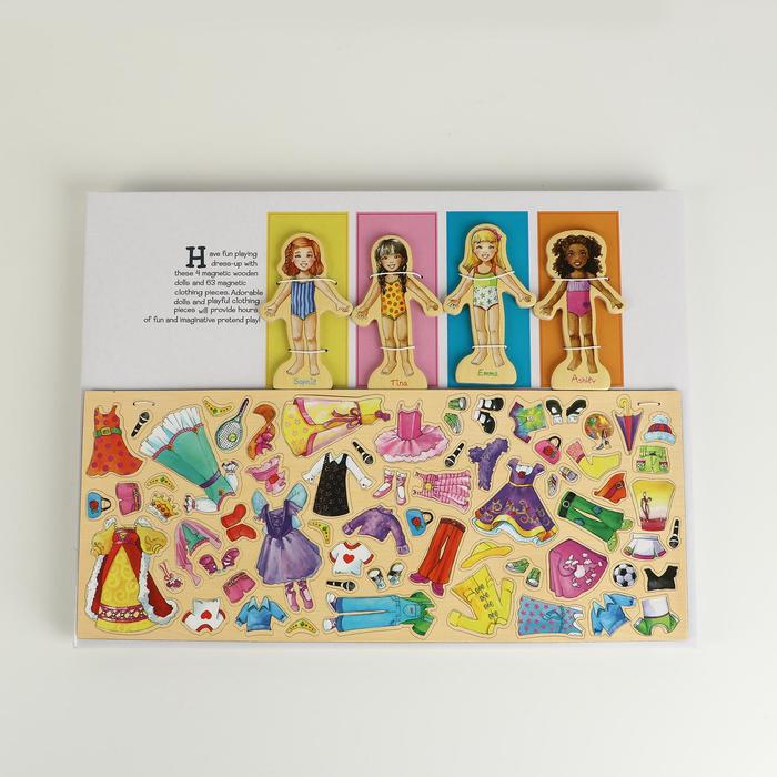 Игра на магнитах «Принцессы», 63 элемента одежды + 4 куклы - фото 10603144
