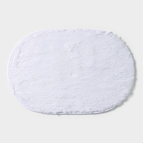 Коврик овальный Доляна «Пушистик», 38×59 см, цвет белый