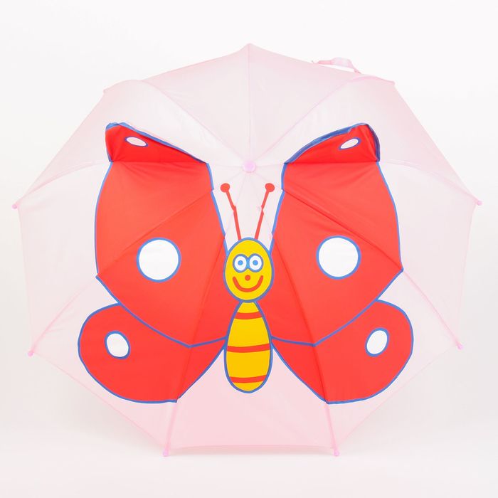 Зонт детский &quot;Весёлая бабочка&quot;, механический, с крыльями, r=35см, цвет розовый