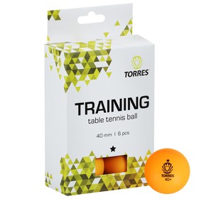 Мяч для настольного тенниса Torres Training, 1 звезда, набор 6 шт., цвет оранжевый