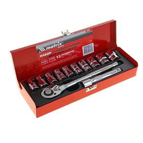 Набор торцевых головок MATRIX Master, 1/2", головки 10-24 мм, 12 предметов 1085851