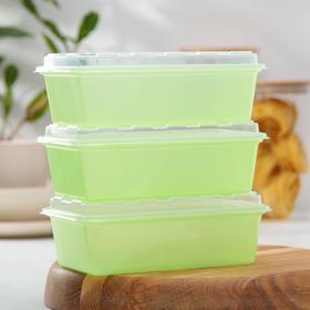 Набор контейнеров для заморозки 1 л Zip, 3 шт, цвет зеленый