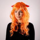 Carnival wig with red horns, color red, 130 g