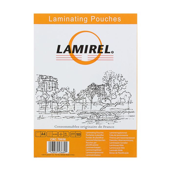 Пленка для ламинирования A4 216х303 мм, 75 мкм, 100 штук, глянцевые, Lamirel - фото 8281043