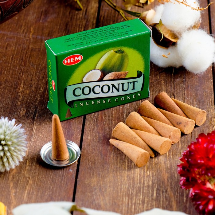 Благовония конус HEM Coconut Кокос 10 штук в упаковке