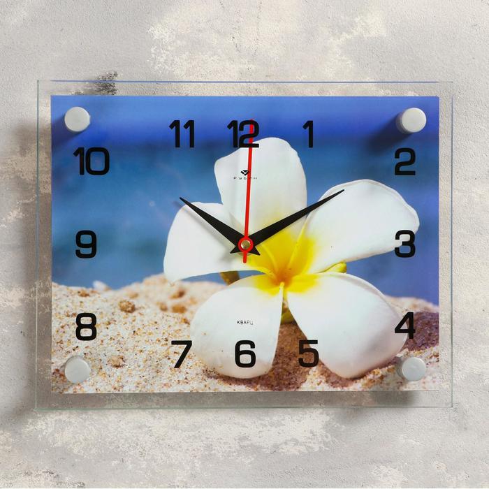 Часы настенные, серия: Цветы, "Плюмерия на песке", 20х26  см - фото 280842