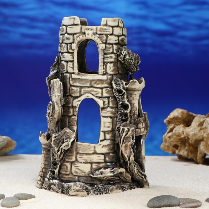Декорация для аквариума "Башня с маленькими башенками'', 12 х 13 х 20 см, микс