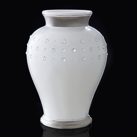 ваза "Изар", белая, керамика, стразы Swarowski, 31x31xh:46 см