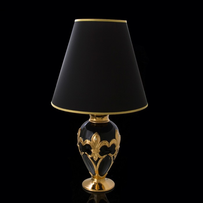 лампа "Морава",черная с золотом, керамика, 17x17xh:35 см - фото 4639013