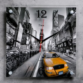 Часы настенные, серия: Транспорт, "Желтое такси", 35х35  см, микс