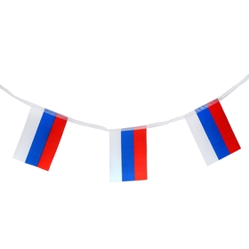 Флаг России навесной, 14х21 см, 10 шт, l=2.5 м, полиэфирный шёлк