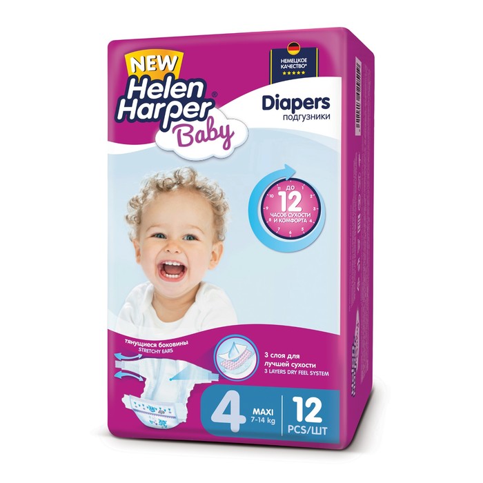 Подгузники Helen Harper Baby, Maxi 4 (7-14 кг), 12 шт.