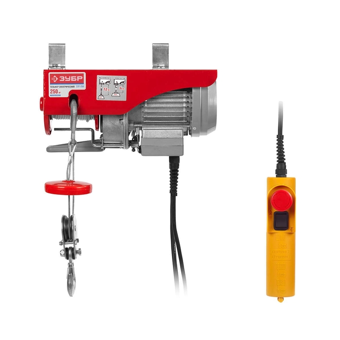 Тельфер &quot;ЗУБР&quot; ЗЭТ-250, электрический, 125/250 кг, 12/6 м, 8/4 м/мин, 500 Вт