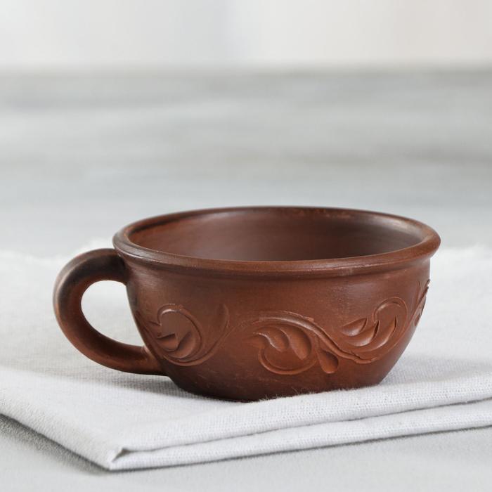 Чашка "Какао", декор, красная глина, 0.2 л