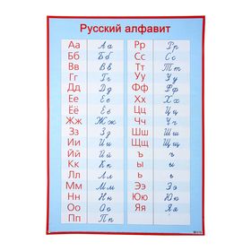 Плакат обучающий "Русский алфавит, прописные и печатные буквы" А2