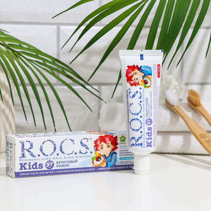Зубная паста R.O.C.S. для детей Фруктовый рожок, без фтора, 45гр