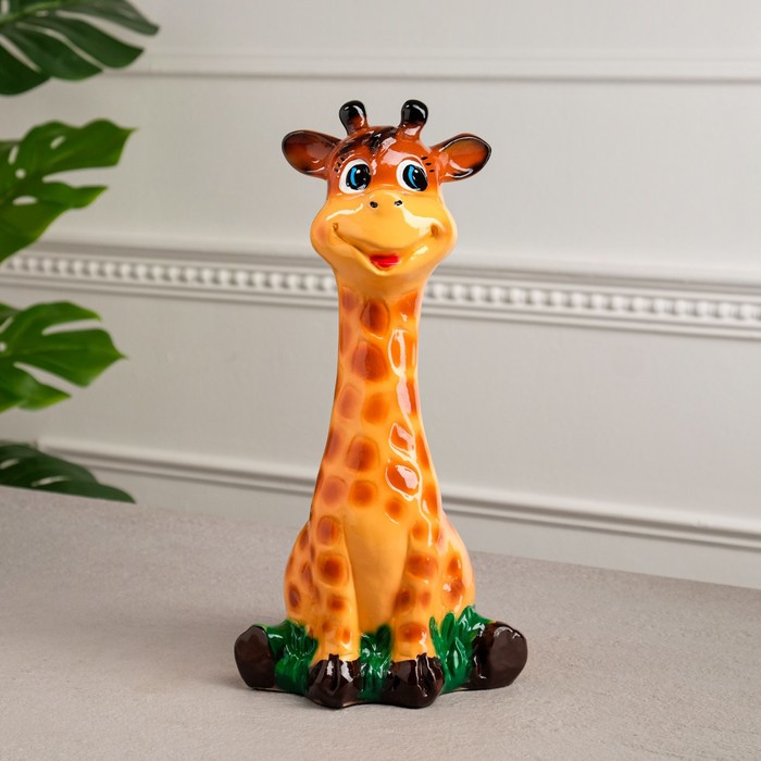 Копилка "Жираф", бежевый цвет, глянец, керамика, 31 см