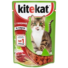 Влажный корм KiteKat для кошек, говядина в соусе, пауч, 85 г