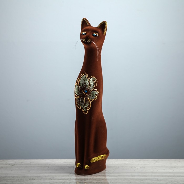 Копилка "Кот", покрытие флок, коричневая, 49 см - РусЭкспресс
