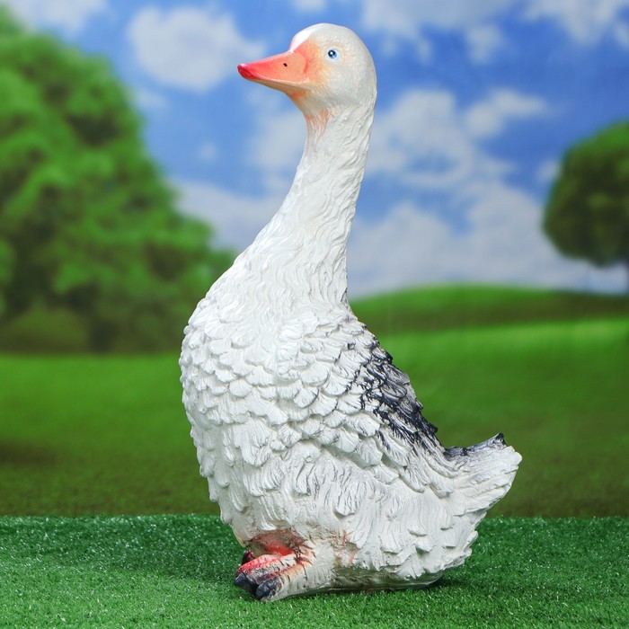 фигура садовая гусыня ф006. гусь садовый. фигура гусь. садовая фигура "гусь с гармошкой" 46х23х23см 628401. гусь из полистоуна.