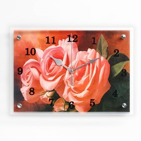Часы настенные, серия: Цветы, "Три розы", 25х35 см