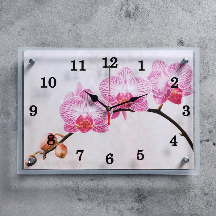 Часы настенные, серия: Цветы, "Веточка орхидеи", 25х35  см, микс - фото 288529