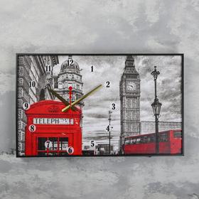 Часы-картина настенные, серия: Город, "Биг Бен и телефонная будка", 57х35х4 см, микс