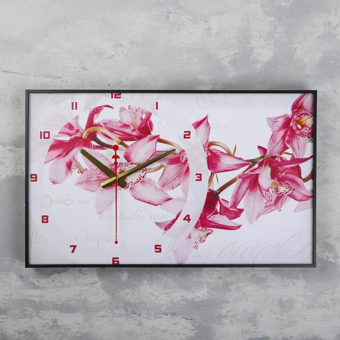 Часы-картина "Орхидеи", 57х35х4  см, микс