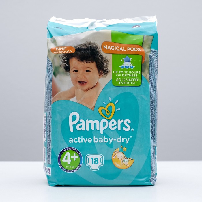 Подгузники «Pampers» Active Baby-dry, Maxi, 9-16 кг, 18 шт/уп