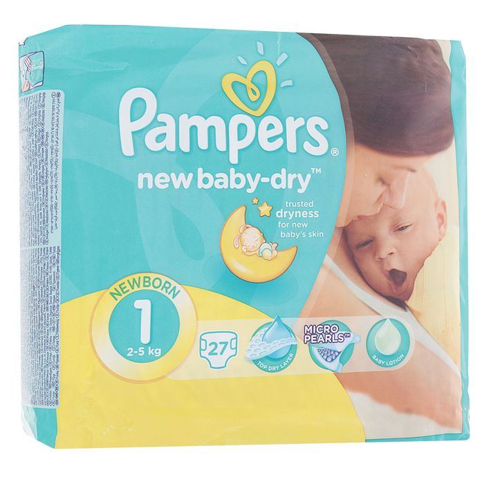 Подгузники Pampers New Baby-dry, New Born 1 (2-5 кг), 27 шт.