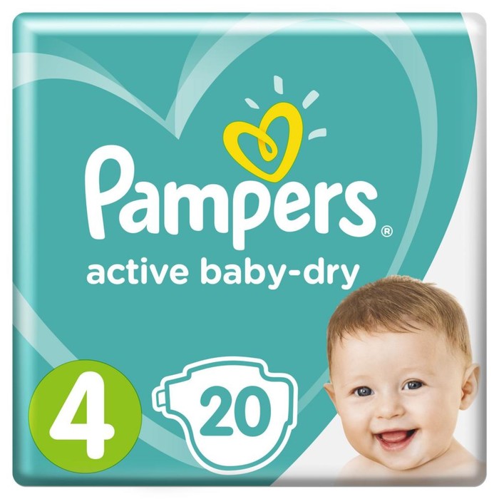 Подгузники Pampers Active Baby-dry, Maxi 4 (9-14 кг), 20 шт