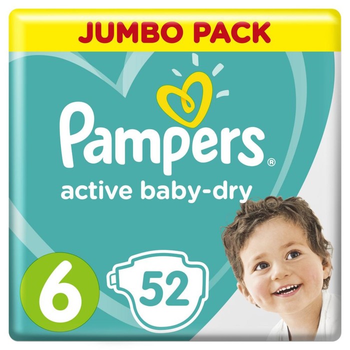 Подгузники «Pampers» Active Baby-dry, Extra Large, от 15 кг, 54 шт/уп