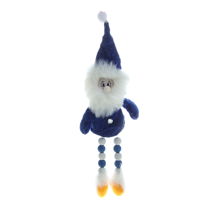 Мягкая игрушка &quot;Дед Мороз&quot; синие и белые бусины