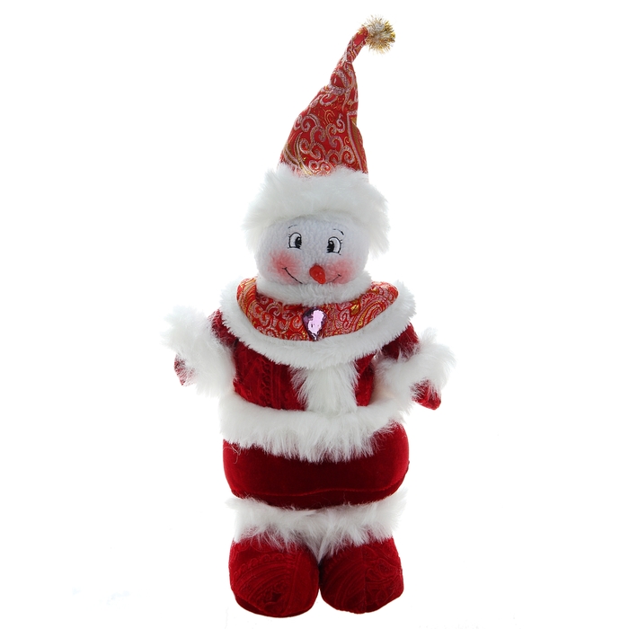 Мягкая игрушка &quot;Снеговик в ярко-красном костюме&quot;