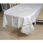 Скатерть с вышивкой, размер 160х220 см, цвет молочный, рисунок микс